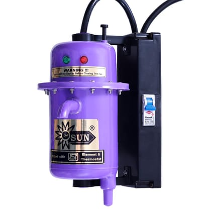 Yalli Sun VX Model Instant Water Heater 1L | Premium Class ABS Plastic| Auto Cut Off and Manual Reset| 1 year Warranty| Water Geyser| Shock Proof for Home, Kitchen, Bathroom, Office | Violet Yalli Sun VX Model Instant Water Heater 1L | Premium Class ABS 