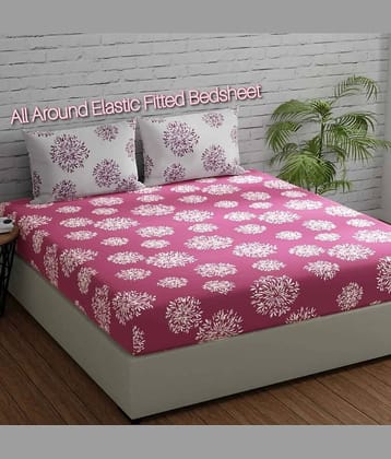 Decent Home Pink Cotton 1 Double Bedsheet with 2 Pillow Covers ( 225 cm x 225 cm )