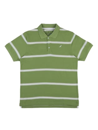 Stripes Polo T-Shirt for Men - Green & White-XL / Green & White