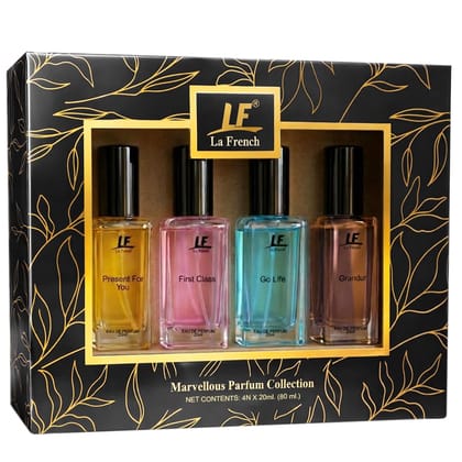 Marvellous Perfume Collection Gift Set 4 20ml (80ml) | Long-Lasting Unisex Fragrance Set | Premium Perfumes for Men & Women | Ideal Gift for All Occasions
