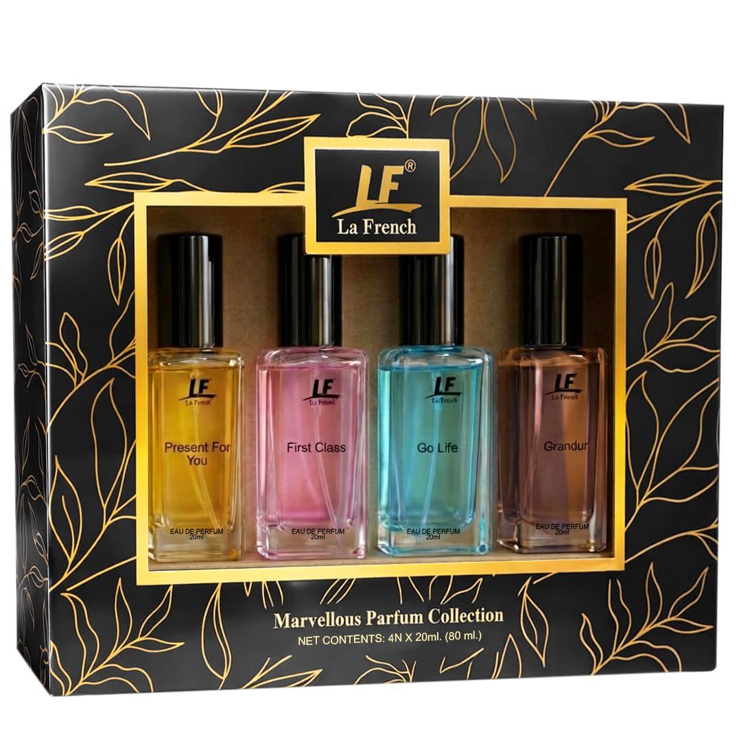 Marvellous Perfume Collection Gift Set 4 20ml (80ml) | Long-Lasting Unisex Fragrance Set | Premium Perfumes for Men & Women | Ideal Gift for All Occasions