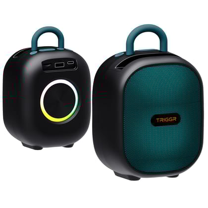 TRIGGR Puls8, 10W Portable BT Speaker, FM Mode, Rubber Finish, 8 Hr Playtime, v5.3-Mariner Black