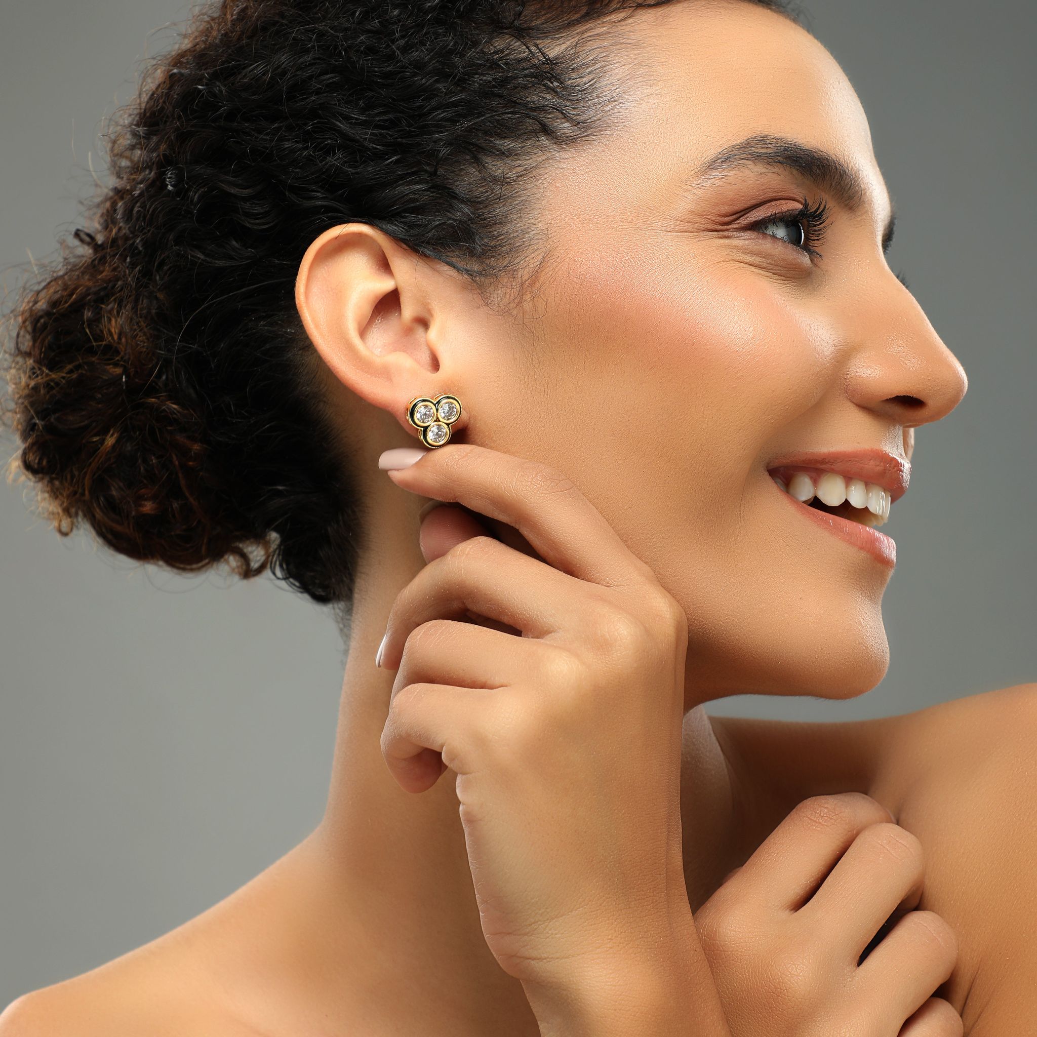 Nabah Polki Studs-POLKI ALLOY / GREEN GOLD