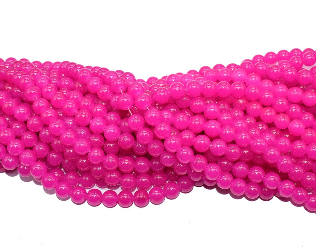 DeepPink Round Painted Glass Beads For Jewelry Making , 10 MM , (BWGB-327) Sold By Per String of Approx 80 Pcs-Per String of Approx 80 PCS (120 Gram) / DeepPink / 10 MM