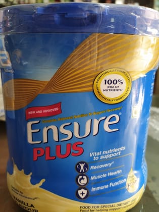 Abbott New and improved Suitable for Tone intolerance Vanilla Avour Scientifical 100% Rda of Nutrients Scientific Ensure Plus Ulated Vital nutrients Muscle health 