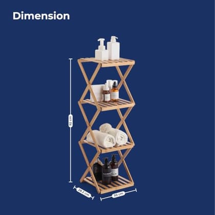 Lifelong Foldable 4-Tier Bamboo Storage Rack