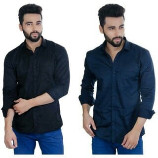 Baleshwar Mens Multicolor Slim Fit Casual Shirt (Pack of 2)