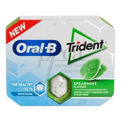 Trident Oral-B Sugar Free Chewing Gum Spearmint Flavour, 34 gm