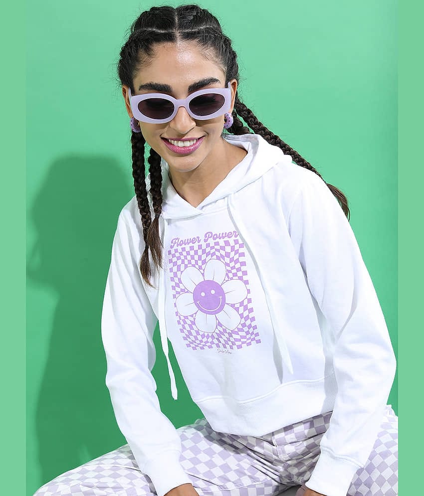 Ketch Women Polyester Hooded Sweatshirt For ( White )