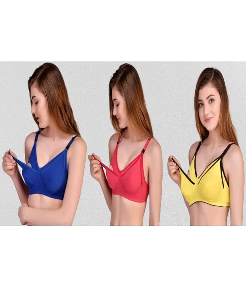 Desiprime Pack of 3 Cotton Non Padded Women's Everyday Bra ( Multicolor )