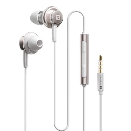 Portronics Conch Sigma A in Ear 3.5mm Aux Wired Earphones with in Line HD Mic(White)