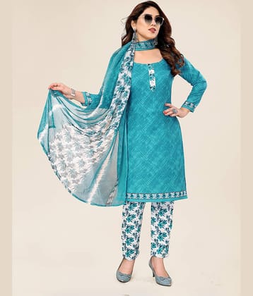 Anand Unstitched Crepe Printed Dress Material - Sea Green ( Pack of 1 )
