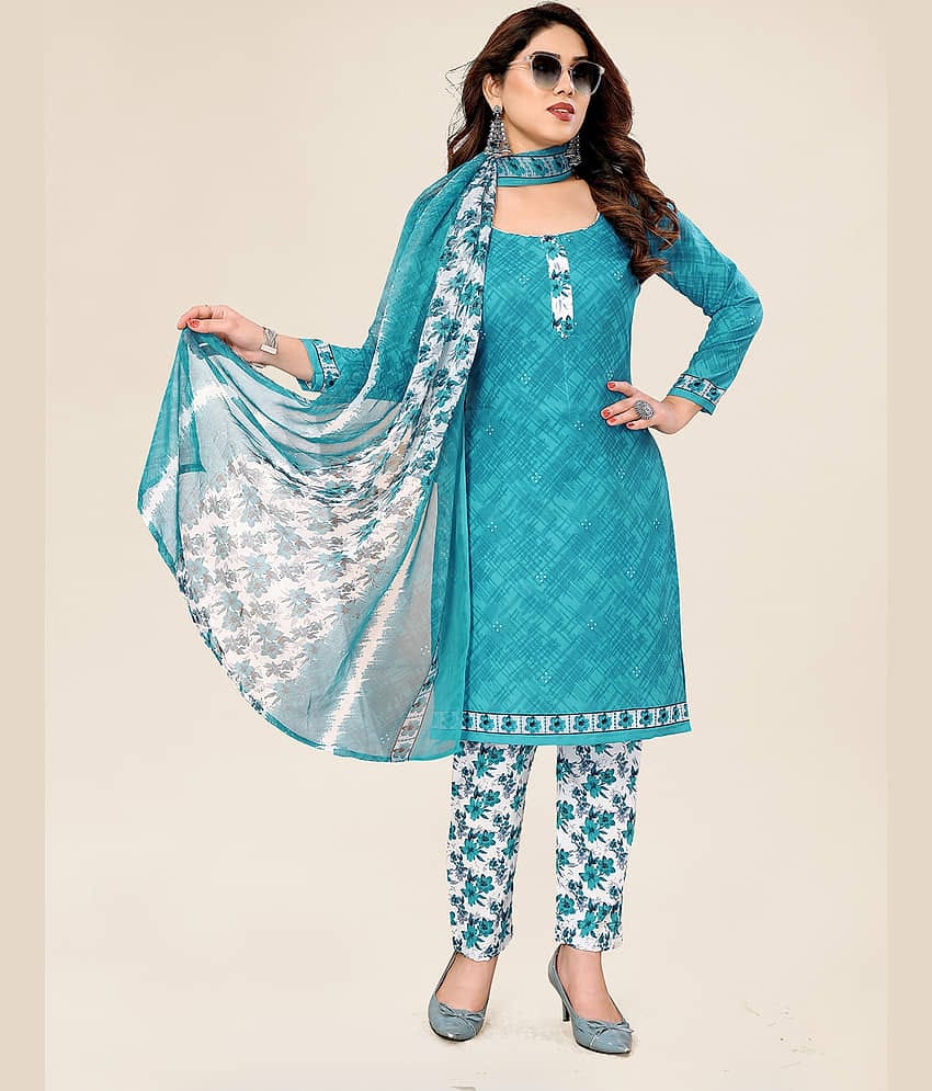 Anand Unstitched Crepe Printed Dress Material - Sea Green ( Pack of 1 )