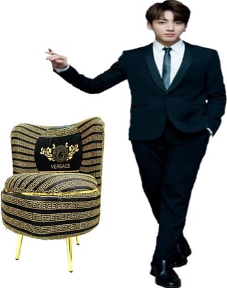 RKG INTERIOR FIXTURE PUFFY CHAIR FABRIC OFFICE VISITOR CHAIR  (GOLD, BLACK, PRE-ASSEMBLED)