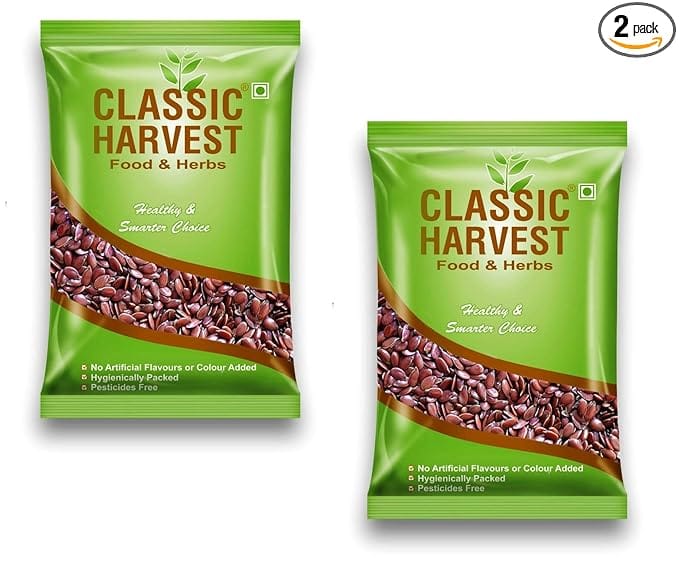 Classic Harvest Fibre Rich Roasted Alsi Seeds/Flax Seeds/  for Weight Loss & Hair Growth 800g (Pack Of 2, 400g Each)