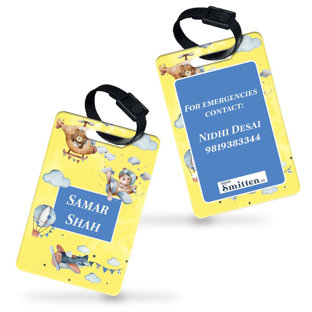 Teddy's Flight Bag Tag (kids)-Sunshine Yellow