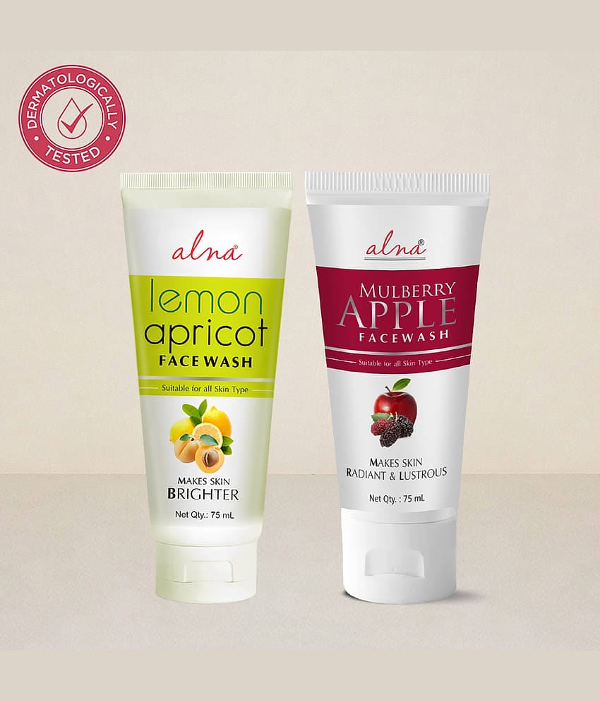 Alna Lemon Apricot Face Wash with Mulberry Apple Face Wash 75ml Each , Pack of 2