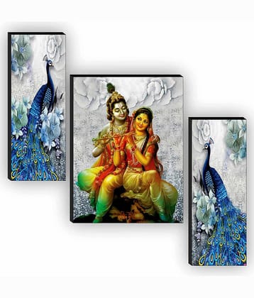 Saf radha krishna with couple peacock modern art MDF Painting Without Frame