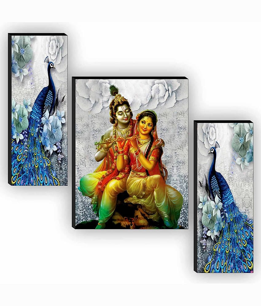 Saf radha krishna with couple peacock modern art MDF Painting Without Frame