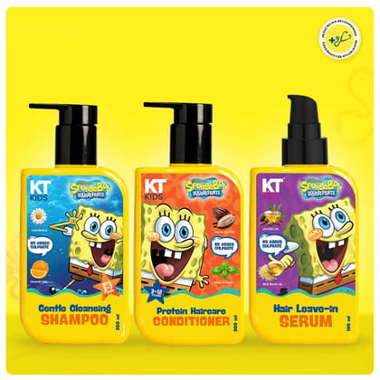 KT Kids Haircare Trio Combo – Gentle Cleansing Shampoo for Boys, 3–7 Years + Conditioner/Protein Haircare Cream + Hair Leave-In Serum - 500ml