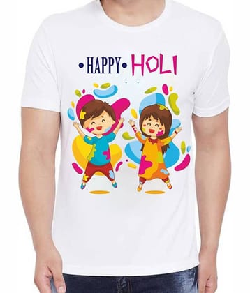 PrintMall Polyester Regular Fit Printed Half Sleeves Men's Round T-Shirt - White ( Pack of 1 )