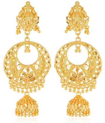 VIVASTRI Golden Jhumki Earrings ( Pack of 1 ) - Golden