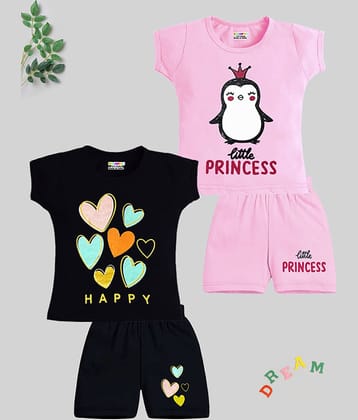 Kuchipoo Pack of 2 Girls Cotton Blend Top With Shorts ( Multicolor2 )