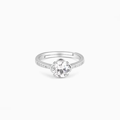 Silver Zircon Shimmer Flower Ring