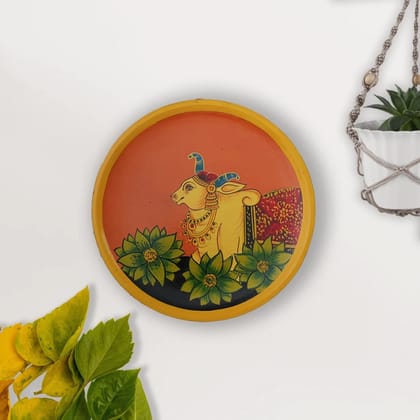 Hand-Painted Cow Pichwai Wall Plate - 10'