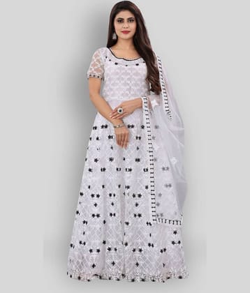 Apnisha - White A-line Net Women's Stitched Ethnic Gown ( Pack of 1 )