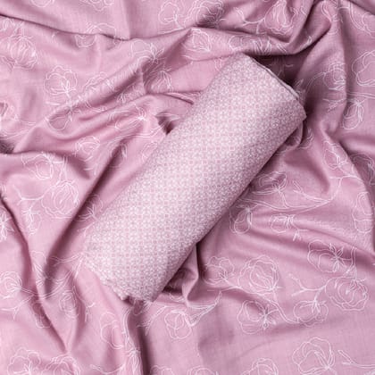 Pink Linen Printed Unstitched Fabric Set (5 Meter Set)