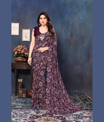 Samai Georgette Printed Regular Saree With Unstitched Blouse Piece ( Wine )