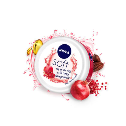 NIVEA Soft Light Moisturizer 100ml | Peppy Pomegranate | For Face, Hand & Body, Instant Hydration | Non-Greasy Cream | With Vitamin E & Jojoba Oil | All Skin Types NIVEA Soft Light Moisturizer 100ml | Peppy Pomegranate | For Face, Hand & Body, Instant Hy