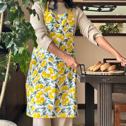 Yellow Lemon Print Apron