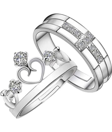 Silver Shine - Silver Couple Ring ( Pack of 2 )