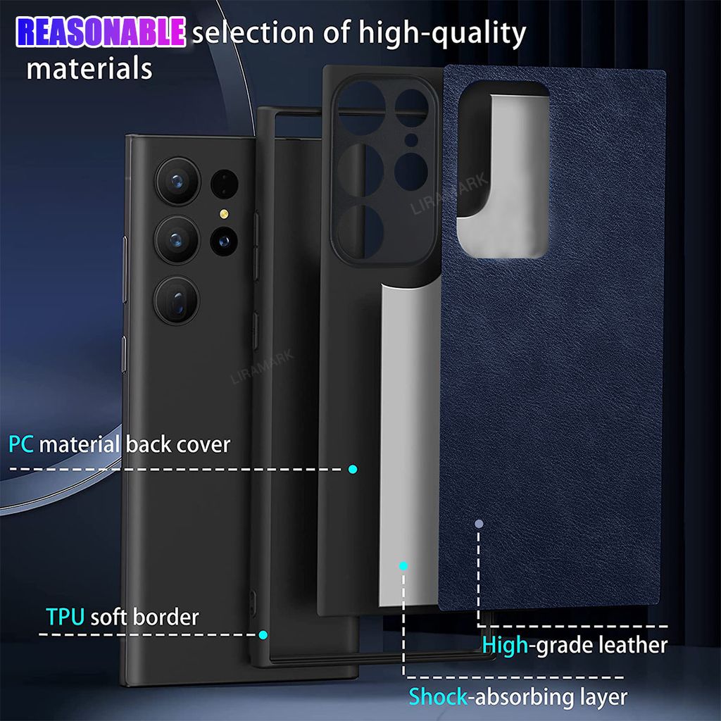 LIRAMARK PU Leather Flexible Back Cover Case Designed for Samsung Galaxy S23 Ultra (6.8 inch)