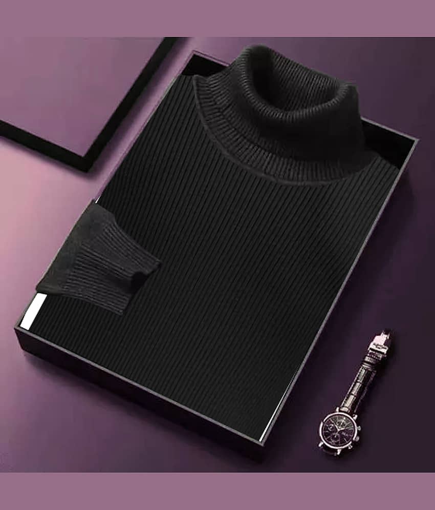 CAT BUNNY Woollen High Neck Men's Sweatshirt - Black ( Pack of 1 )