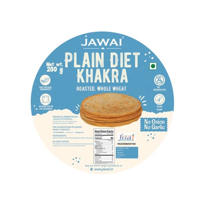 Plain Diet Khakhra - Roasted | No Onion - No Garlic | Whole Wheat Khakra | Crispy Ready To Eat Snack | Vacuum Packed for Freshness-200 gms