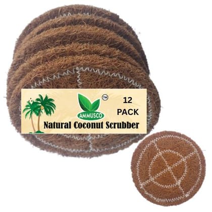 AMMUSCO Coir Kitchen Scrubber Pack of 12 – Eco Friendly Coconut Fiber Dish Wash Scrub Pads for Kitchen Cleaning