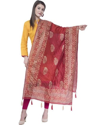 A R Silk Maroon Silk Self Dupatta