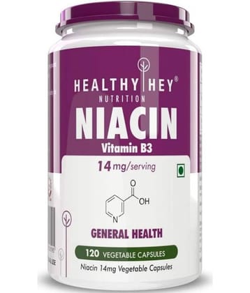 HEALTHYHEY NUTRITION Niacin - Vitamin B3-120 Veg. Capsule 14 mg
