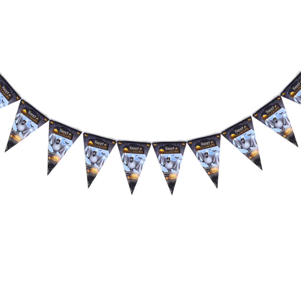 Halloween Black Buntings w/ Ghost Print for Hanging Decor - 9FT - 1PC - Party and Festive Needs | Buy online on ZillyBuy