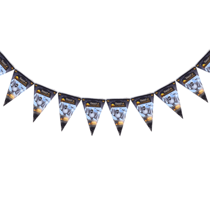 Halloween Black Buntings w/ Ghost Print for Hanging Decor - 9FT - 1PC