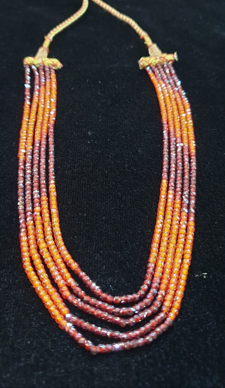Semi precious stone 5layered 4mm stone necklace
