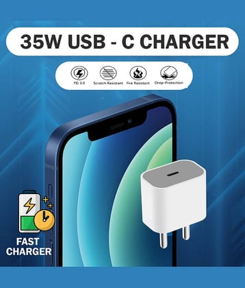 Compact 35W Fast Charger | USB-C PD & QC 3.0 | Port Wall Adapter for Universal Use