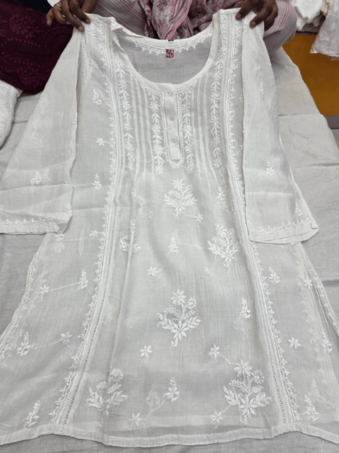 Top Mul chanderi yoke frill