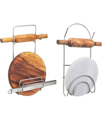 JISUN Stainless Steel Chakla Belan Stand for Kitchen (Pack Of 2)
