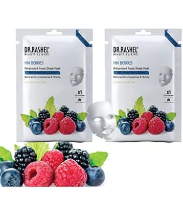 DR.RASHEL Mix Berries Face Sheet Mask With Serum For Women and Men All Skin Types Soft and Healthy Skin Paraben Free Pack Of 2 20 Grams Each