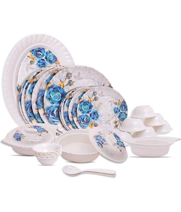Homepro Rose Golden Leaf Blue Melamine 32 Pcs Dinner Set