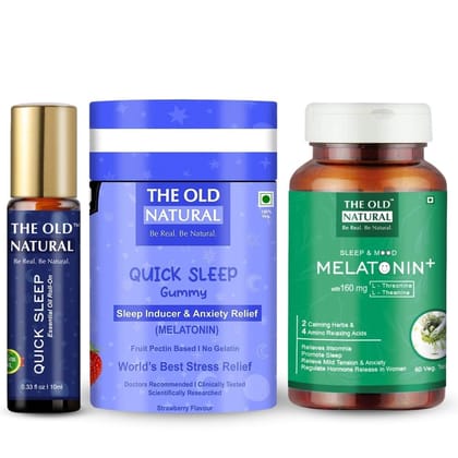 Melatonin Sleeping Pills , Roll On and Gummies Kit - Stress Relief, Promotes Relaxation and Helps Improve Sleep Quality